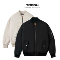 Áo khoác Bomber Nano TOPGU siêu đẹp, vải gió 3 lớp, lót trần trám dày dặn trẻ trung Menswear Nam Kem Jacket