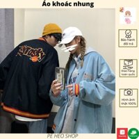 Áo khoác bomber nhung FLYTOSKY AKN06 nam nữ form rộng Unisex dày dặn - PÉ HEO SHOP