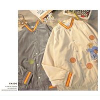Áo Khoác Bomber Nhung gân Gấu Aokiji Unisex Form Rộng nam nữ - Nude,Fs < 1m65, < 65kg