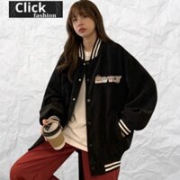 Áo Khoác bomber nhung tăm 2 lớp cao cấp thêu chữ LESATO Jean Nam Nữ hàng tốt,chất lượng cao 471 Clickfashion