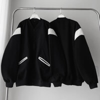 Áo khoác Bomber nỉ dạ phối sọc trắc ( HMH Store)