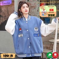 Áo khoác bomber nỉ in Diner khoá nút Cardigan trần bông form rộng Unisex nam nữ - Dinner Xanh XL