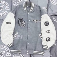Áo khoác bomber nỉ in Diner khoá nút Cardigan trần bông form rộng Unisex nam nữ - Xám 2020