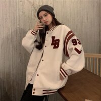 Áo khoác bomber nữ form rộng unisex áo bomber nam form rộng mặc nhà đi chơi đi học thời trang ulzzang hàn quốc - Trắng Mỏng,XL