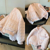 Áo khoác bomber nữ trần trám có túi khuy bấm hàng QC Yame Clothing
