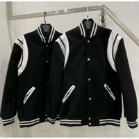 Áo Khoác Bomber Teddy Nam Nữ Phối Viền Sọc Cầu Vai Da Cực Đẹp Chất Liệu Vải Nỉ Dạ Cao Cấp Thời Trang Cực Hottrend 2023