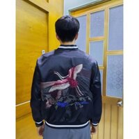 Áo khoác Bomber Thêu, Áo Bomber Thêu Hạc 2 Lớp mặc được 2 mặt (cho cả nam lẫn nữ)