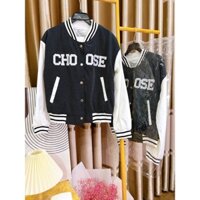 Áo khoác bomber thêu chữ hàng 2 lớp