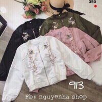 Áo khoác bomber thêu hoa