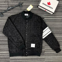 Áo Khoác Bomber Thome Chất Dạ Kim Tuyến Cao Cấp Vạch trắng - Bomber Thome Browne Nam Nữ Chất Dạ Nhũ Kim Tuyến HÓT 2024