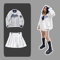 áo khoác bomber trắng thời trang 2 lớp cực đẹp