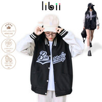 Áo khoác bomber unisex LIBII áo khoát dù form rộng thêu chữ cá tính vải nylon thoáng mát K04