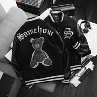 Áo Khoác Bomber Unisex Nam Nữ Tay Phối Da Cực Đẹp