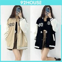 Áo khoác bomber unisex thêu chữ nổi phom rộng / Áo khoác nam nữ nhung tăm 2 lớp thêu chữ nổi cá tính