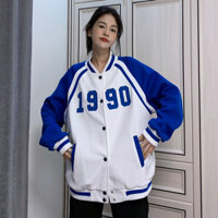 Áo khoác bomber unisex Yinxx, jacket form rộng 2 lớp màu xanh - màu đen AK11 - XANH BÍCH