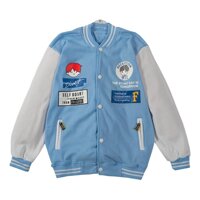 Áo khoác Bomber Varsity Jacket Dinner, áo bomber nam nữ unisex chất nỉ bông JFgenz - Xanh Dương - L