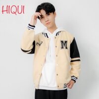 Áo Khoác Bomber Varsity Nỉ Trần Bông Cao Cấp Nam HIQUI Phong Cách Thể Thao Hàn Quốc Trẻ Trung Thời Trang HQ3