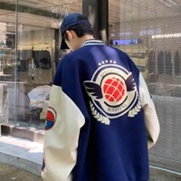Áo khoác bóng chày  , áo bomber tay da nam nữ thân dạ họa tiết chữ A form rộng   varsity là một thể loại thời trang phon