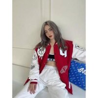 Ao Khoac Bong Chay Bomber In Hình Siêu Xinh Form Rong Unisex-AKNHUNGHOATHINH - Đỏ Freesize 75Kg