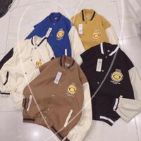 Áo khoác bóng chày bomber kaki da lộn 2 lớp unisex ulzzang nam nữ - Đen - &amp;lt65kg