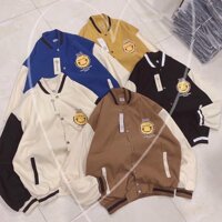 Áo khoác bóng chày bomber kaki da lộn 2 lớp unisex ulzzang nam nữ - Vàng - &amp;lt65kg
