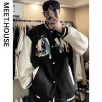 Áo khoác bóng chày đơn giản dành cho nam Áo khoác Varsity rộng rãi dành cho nam Áo khoác thêu