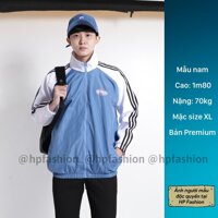Áo khoác bóng chày form rộng vải dù cao cấp  Áo bomber thời trang Hàn Quốc dáng Unisex nam nữ - PentaQ - Màu xanh - Size XL Dưới 80kg