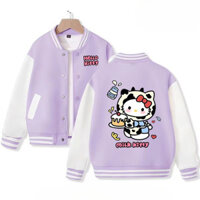 Áo khoác bóng chày mùa xuân thu Hello Kitty dành cho bé gái Áo khoác thời trang trẻ em 2025 hợp thời trang