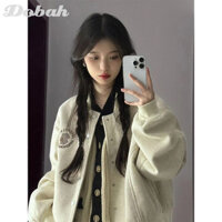 Áo khoác bóng chày ngắn nữ áo khoác dày đồng phục đi học phong cách Hàn Quốc