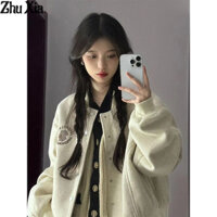 Áo khoác bóng chày ngắn nữ áo khoác dày đồng phục đi học phong cách Hàn Quốc