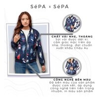 Áo khoác bóng chày nữ, kiểu bomber, 2 lớp, mùa hè, hoạ tiết, vải dày, chống nắng, SéPA, chất dù (DV18031 Mẫu Navy Chai)