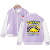 Áo khoác bóng chày trẻ em Pikachu 2025 Áo khoác ngoài sành điệu cho bé trai và bé gái Mặc xuân thu nhẹ