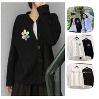 ÁO KHOÁC CADIGAN HOA CÚC MAISON - Đen - FreeSize 40kg--&gt;65kg