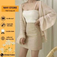 Áo khoác cadigan len lưới, áo khoác ngoài mỏng nhẹ chuẩn Quảng Châu freesize dưới 60kg