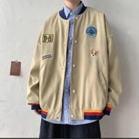 ÁO KHOÁC CADIGAN NAM NỮ ĐÍNH KÈM STICKER CỔ TAY PHỐI MÀU XANH ĐỎ VÀNG - BEGIE - XL