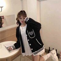 Áo Khoác Cadigan Nữ Nút Cài Họa Tiết In Bông Lúa Vải Nỉ Dày Mịn Hot Trend linh miu.shop