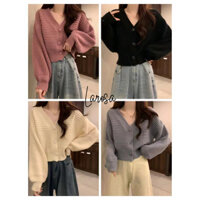 Áo khoác cardigan , áo khoác len nữ dài tay màu kem màu xám màu đen màu hồng đậm  vải len  QCCC loại 1 không xù Larosa