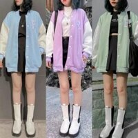 Áo Khoác Cardigan Bomber Thêu R Nỉ Ngoại Hàng Shop  - Form Rộng Unisex - THIÊN HÀ SHOP ÁO KHOÁC - L - Xanh Ngọc Ngoại