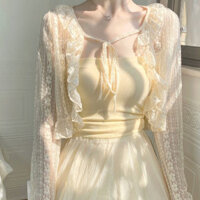 Áo khoác Cardigan buộc ren mùa hè Áo khoác voan mỏng