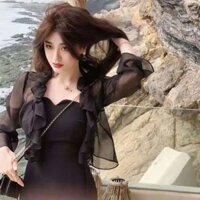 Áo khoác cardigan chiffon chống nắng xếp nếp siêu mỏng, áo khoác nhỏ CTSY