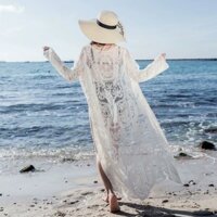 Áo khoác cardigan chống nắng bãi biển, áo tắm, khăn choàng, áo khoác lưới cho suối nước nóng, áo khoác ren dài vừa cho phụ nữ