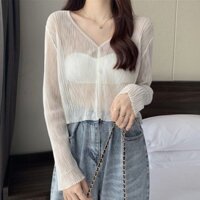 Áo khoác Cardigan chống nắng mùa hè cho nữ Áo khoác mỏng băng lụa dài tay mỏng