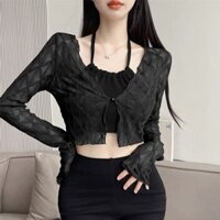 Áo khoác cardigan chống nắng ren mùa hè dành cho nữ áo khoác ngắn tay mỏng