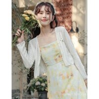 Áo khoác cardigan chống nắng Sweet Fairy cho phụ nữ mùa hè với đầm dây, khăn choàng, áo khoác mỏng