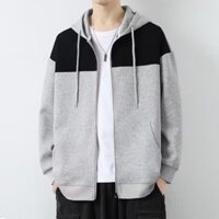 Áo khoác cardigan có mũ trùm đầu, áo khoác nam dáng rộng, áo khoác thường ngày có móc nối