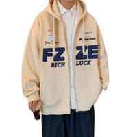 Áo khoác Cardigan có mũ trùm đầu Áo khoác nam mùa xuân thu in chữ dáng rộng Áo khoác phù hợp cỡ lớn