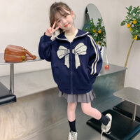 Áo Khoác cardigan Cổ Thủy Thủ Dáng Rộng Dễ Thương Thời Trang Mùa Thu Cho Bé Gái 3-14 Tuổi