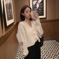 Áo khoác cardigan croptop len mịn hồng, trắng- JUMSOX-JS0084