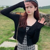 Áo khoác cardigan/ Đầm ôm 2 dây dệt kim hở lưng gợi cảm cho nữ
