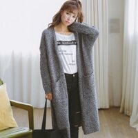 Áo khoác cardigan dáng dài hoạ tiết